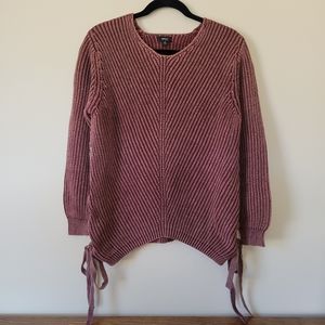 Very J Exaggerated Rib Knit Side Laced Sweater Size Medium